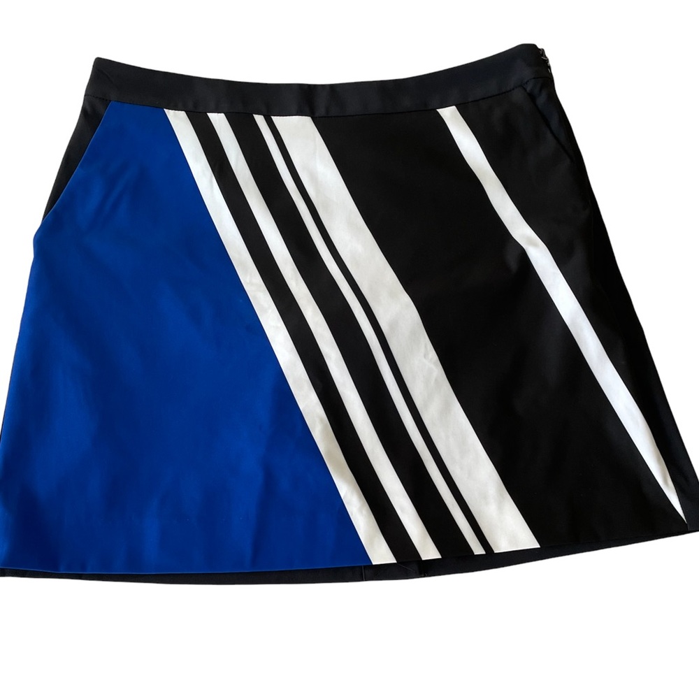 NWOT Ralph Lauren Polo Golf Skirt w/Shorts Black Blue White Diagonal Stripes 6